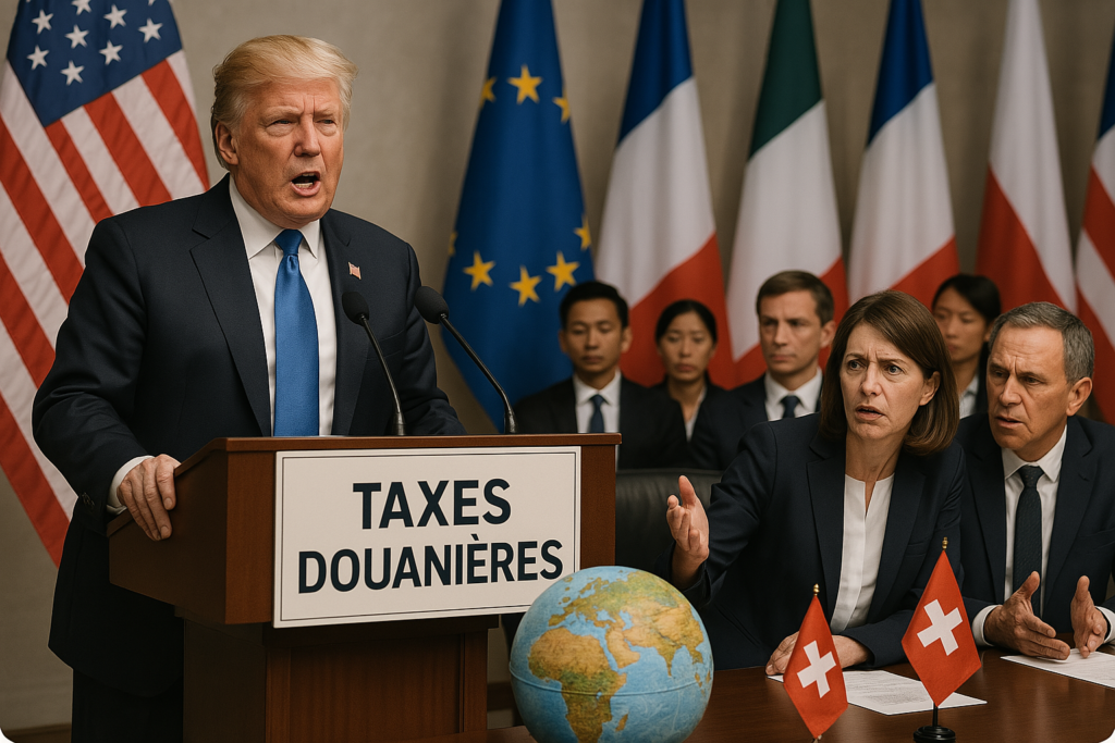 donald trump présente taxe douanière qui punit la suisse