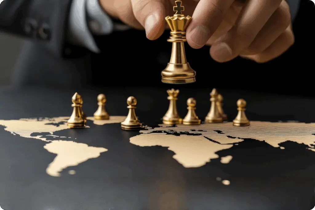 carte du monde avec échiquier représentant les stratégie d'optimisation fiscal parmis tout les pays